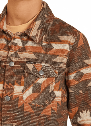 Rock & Roll Boys Western Aztec Jacquard Shacket – Dark Brown - Cowboy SwaggerRock & Roll Boys Western Aztec Jacquard Shacket – Dark Brown