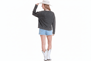 Rock & Roll Cowgirl Women’s Black Whiskey Graphic Pullover - Cowboy SwaggerRock & Roll Cowgirl Women’s Black Whiskey Graphic Pullover