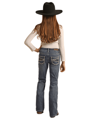 Rock & Roll Girl’s Medium Vintage Cowhide Embossed Bootcut Jean - Cowboy SwaggerRock & Roll Girl’s Medium Vintage Cowhide Embossed Bootcut JeanPants