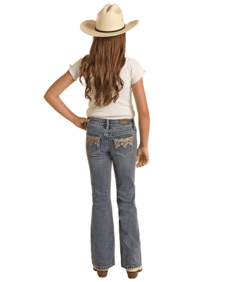 Rock & Roll Girl’s Medium Vintage Leather Mid Rise Boot Cut Jean - Cowboy SwaggerRock & Roll Girl’s Medium Vintage Leather Mid Rise Boot Cut JeanGirls