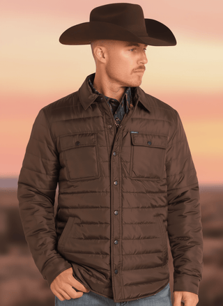 Rock & Roll Men's Dark Brown Poly Puffer with Aztec Lining Coat - Cowboy SwaggerRock & Roll Men's Dark Brown Poly Puffer with Aztec Lining CoatCoats & Jackets
