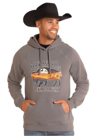 Rock & Roll Men’s Dark Grey Graphic Hoodie - Cowboy SwaggerRock & Roll Men’s Dark Grey Graphic HoodieMen's Shirts