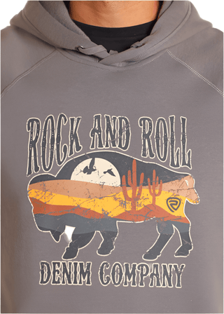 Rock & Roll Men’s Dark Grey Graphic Hoodie - Cowboy SwaggerRock & Roll Men’s Dark Grey Graphic HoodieMen's Shirts