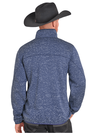 Rock & Roll Men’s Melange Henley Pullover – Blue - Cowboy SwaggerRock & Roll Men’s Melange Henley Pullover – Blue