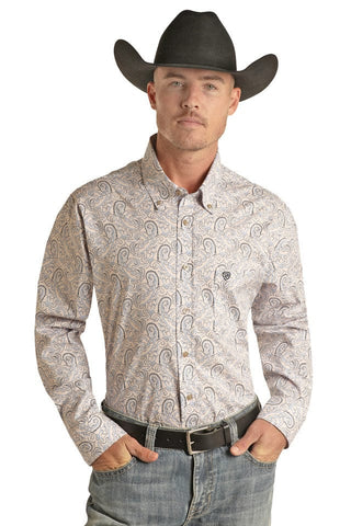 Rock & Roll Men’s Regular Fit Paisley Long Sleeve Button Down Shirt - Cowboy SwaggerRock & Roll Men’s Regular Fit Paisley Long Sleeve Button Down ShirtMen's Shirts