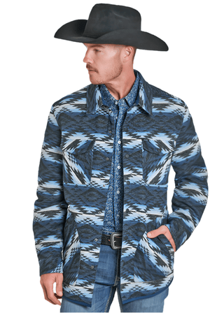 Rock & Roll Men’s Reversible Aztec Shirt Jacket – Blue - Cowboy SwaggerRock & Roll Men’s Reversible Aztec Shirt Jacket – Blue