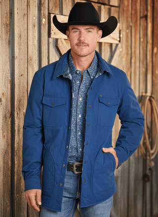 Rock & Roll Men’s Reversible Aztec Shirt Jacket – Blue - Cowboy SwaggerRock & Roll Men’s Reversible Aztec Shirt Jacket – Blue