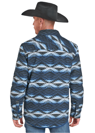 Rock & Roll Men’s Reversible Aztec Shirt Jacket – Blue - Cowboy SwaggerRock & Roll Men’s Reversible Aztec Shirt Jacket – Blue