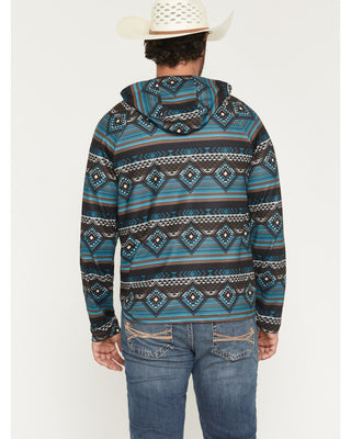 Rock & Roll Men’s Teal Aztec Performance Hoodie – Western Athletic Pullover - Cowboy SwaggerRock & Roll Men’s Teal Aztec Performance Hoodie – Western Athletic Pullover