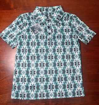 Rock & Roll Boys Rock & Roll Boy's Printed Aztec Polo Turquoise