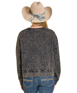 Rock & Roll Women’s Black Graphic Pullover – Western Crewneck Sweatshirt - Cowboy SwaggerRock & Roll Women’s Black Graphic Pullover – Western Crewneck Sweatshirt