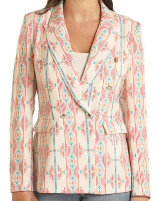 Rock & Roll Women's Natural Printed Blazer - Cowboy SwaggerRock & Roll Women's Natural Printed BlazerShirts & Tops