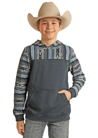 Rock&Roll Boy’s Printed Terry Hoodie Indigo - Cowboy SwaggerRock&Roll Boy’s Printed Terry Hoodie IndigoShirts & Tops