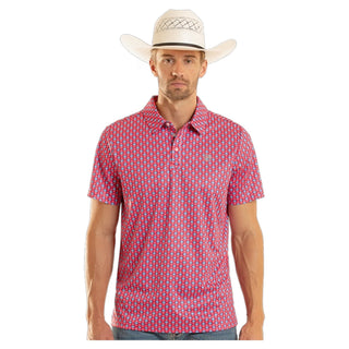 Rock&Roll Men’s Hot Pink Mini Aztec Geo Printed Polo - Cowboy SwaggerRock&Roll Men’s Hot Pink Mini Aztec Geo Printed PoloShirts & Tops