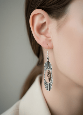 Silver Strike Ladies Silver & Gold Feather Dangle Earrings – Western Boho Jewelry - Cowboy SwaggerSilver Strike Ladies Silver & Gold Feather Dangle Earrings – Western Boho Jewelry