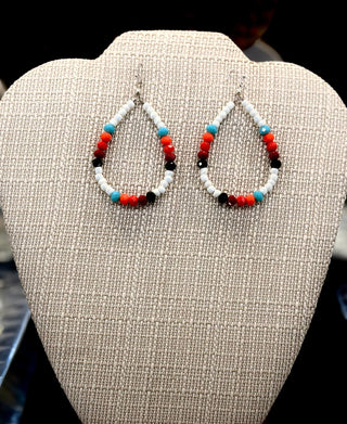 Silver Strike Ladies Teardrop Beaded Multicolor Western Earrings - Cowboy SwaggerSilver Strike Ladies Teardrop Beaded Multicolor Western Earrings