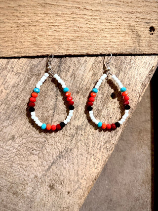 Silver Strike Ladies Teardrop Beaded Multicolor Western Earrings - Cowboy SwaggerSilver Strike Ladies Teardrop Beaded Multicolor Western Earrings