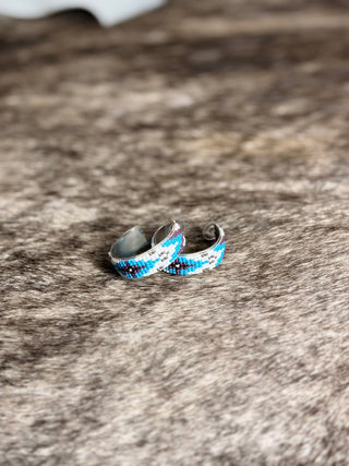 Silver Strike Southwestern Beaded Hoop Earrings – Turquoise, White, and Purple Western Jewelry - Cowboy SwaggerSilver Strike Southwestern Beaded Hoop Earrings – Turquoise, White, and Purple Western Jewelry