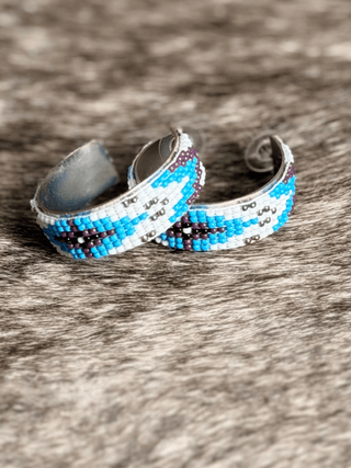 Silver Strike Southwestern Beaded Hoop Earrings – Turquoise, White, and Purple Western Jewelry - Cowboy SwaggerSilver Strike Southwestern Beaded Hoop Earrings – Turquoise, White, and Purple Western Jewelry