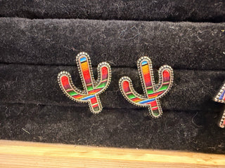 Silver Strike Women’s Serape Stud Earrings Set – 3 - Pair Western Cactus, Circle & Lightning Bolt Earrings - Cowboy SwaggerSilver Strike Women’s Serape Stud Earrings Set – 3 - Pair Western Cactus, Circle & Lightning Bolt Earrings