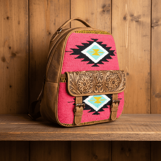 Southwestern Rug & Leather Backpack – Boho Tribal Style S - 11416 - Cowboy SwaggerSouthwestern Rug & Leather Backpack – Boho Tribal Style S - 11416