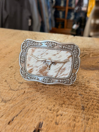 Square Hide & Longhorn Belt Buckle – Hair - On Hide Western Buckle - Cowboy SwaggerSquare Hide & Longhorn Belt Buckle – Hair - On Hide Western Buckle