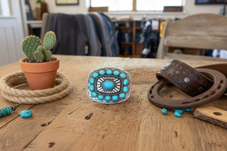 Square Southwest Turquoise Stone Belt Buckle – Silver Western Buckle - Cowboy SwaggerSquare Southwest Turquoise Stone Belt Buckle – Silver Western Buckle