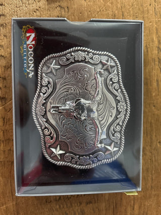 Steer Skull Western Buckle with Scrolling Pattern & Rope Edge - Cowboy SwaggerSteer Skull Western Buckle with Scrolling Pattern & Rope Edge