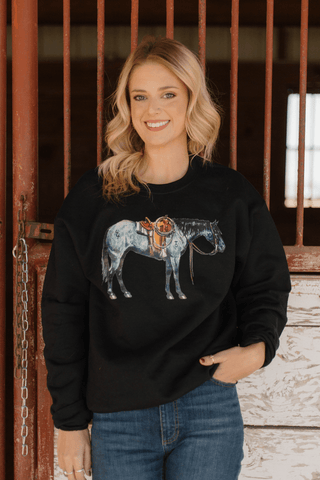 Sterling Kreek Blue Roan Crewneck Pullover – Women’s Western Aztec Sweatshirt - Cowboy SwaggerSterling Kreek Blue Roan Crewneck Pullover – Women’s Western Aztec Sweatshirt