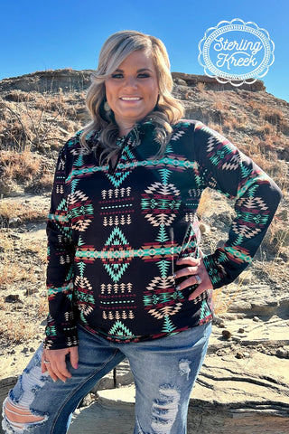 Sterling Kreek Cabin Fever Pullover – Women’s Cozy Western Aztec Quarter Zip - Cowboy SwaggerSterling Kreek Cabin Fever Pullover – Women’s Cozy Western Aztec Quarter Zip