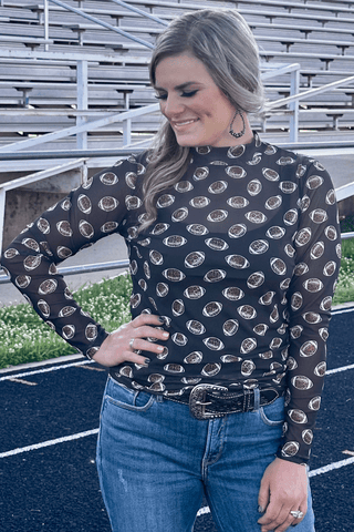 Sterling Kreek Girls of Fall Mesh Top – Cheetah Print Football Long Sleeve - Cowboy SwaggerSterling Kreek Girls of Fall Mesh Top – Cheetah Print Football Long Sleeve