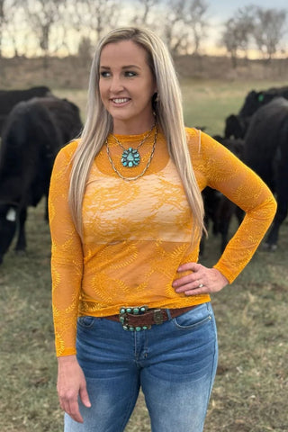 Sterling Kreek Golden Afternoon Lace Top - Cowboy SwaggerSterling Kreek Golden Afternoon Lace Top