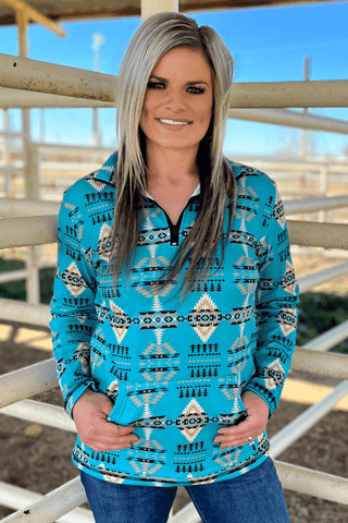 Sterling Kreek Laramie Pullover – Women’s Western Aztec Quarter Zip - Cowboy SwaggerSterling Kreek Laramie Pullover – Women’s Western Aztec Quarter Zip