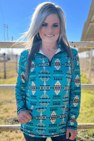 Sterling Kreek Laramie Pullover – Women’s Western Aztec Quarter Zip - Cowboy SwaggerSterling Kreek Laramie Pullover – Women’s Western Aztec Quarter Zip