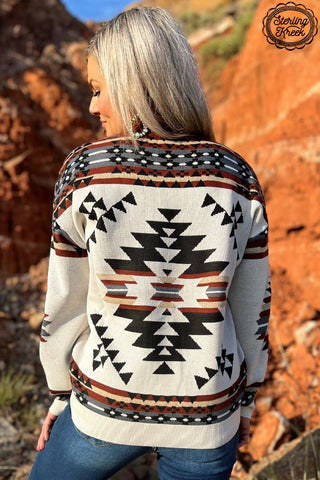 Sterling Kreek Lean On Me Knit Sweater – Aztec Western Pullover - Cowboy SwaggerSterling Kreek Lean On Me Knit Sweater – Aztec Western Pullover