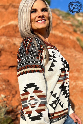 Sterling Kreek Lean On Me Knit Sweater – Aztec Western Pullover - Cowboy SwaggerSterling Kreek Lean On Me Knit Sweater – Aztec Western Pullover