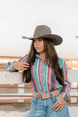 Sterling Kreek “New to Country” Vintage Stripe Button - Up Western Shirt – Women’s Long Sleeve - Cowboy SwaggerSterling Kreek “New to Country” Vintage Stripe Button - Up Western Shirt – Women’s Long Sleeve