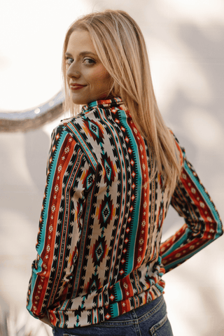 Sterling Kreek Sunburst Stampede Pullover – Women’s Western Aztec Sweater - Cowboy SwaggerSterling Kreek Sunburst Stampede Pullover – Women’s Western Aztec Sweater