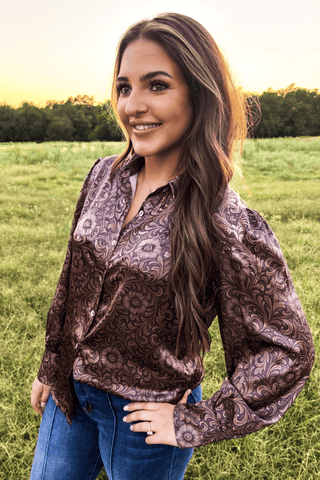 Sterling Kreek Women's Bronzed Bloom Long Sleeve Western Button Up Shirt - Cowboy SwaggerSterling Kreek Women's Bronzed Bloom Long Sleeve Western Button Up ShirtWomen's Tops