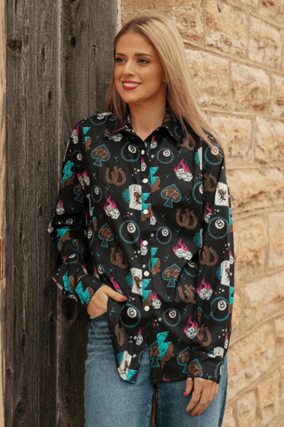 Sterling Kreek Women’s Cowgirl Charm Western Print Snap Shirt - Cowboy SwaggerSterling Kreek Women’s Cowgirl Charm Western Print Snap ShirtShirts & Tops