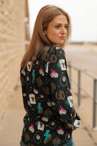 Sterling Kreek Women’s Cowgirl Charm Western Print Snap Shirt - Cowboy SwaggerSterling Kreek Women’s Cowgirl Charm Western Print Snap ShirtShirts & Tops