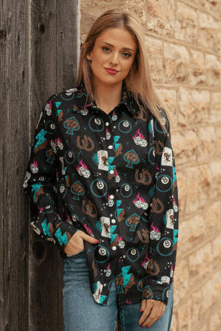 Sterling Kreek Women’s Cowgirl Charm Western Print Snap Shirt - Cowboy SwaggerSterling Kreek Women’s Cowgirl Charm Western Print Snap ShirtShirts & Tops