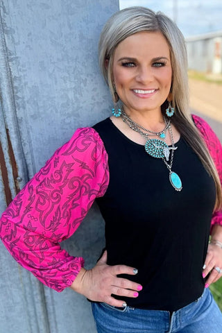 Sterling Kreek Women's Cowgirls Like Us Bubble Sleeve Top - Cowboy SwaggerSterling Kreek Women's Cowgirls Like Us Bubble Sleeve TopShirts & Tops