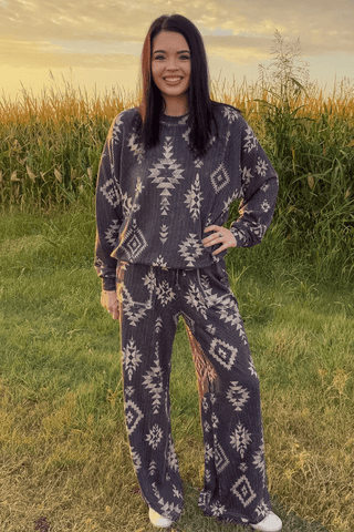 Sterling Kreek Women’s Frontier Aztec Wide Leg Pants - Cowboy SwaggerSterling Kreek Women’s Frontier Aztec Wide Leg PantsWomen's Pants