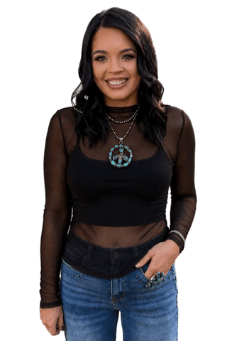 Sterling Kreek Women’s Night Sky Black Mesh Top - Cowboy SwaggerSterling Kreek Women’s Night Sky Black Mesh TopWomen's Tops