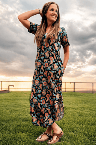 Sterling Kreek Women’s Painted Bloom Floral Western Maxi Dress - Cowboy SwaggerSterling Kreek Women’s Painted Bloom Floral Western Maxi DressDresses