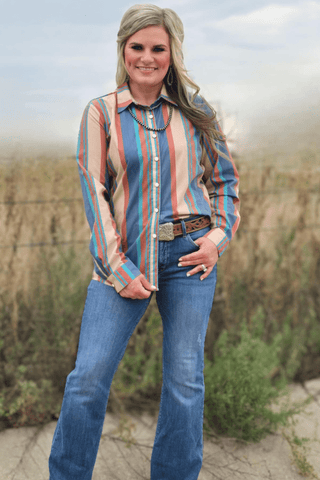 Sterling Kreek Women’s “Til You Can’t” Snap Shirt – Navy & Rust Orange BrushPopper Western Button - Up - Cowboy SwaggerSterling Kreek Women’s “Til You Can’t” Snap Shirt – Navy & Rust Orange BrushPopper Western Button - Up