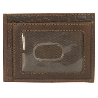 STS Ranch Men's Croc Card Wallet - card slot and ID window detail