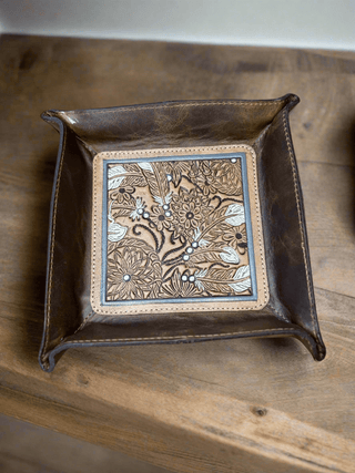 Tooled Leather Catchall - Cowboy SwaggerTooled Leather Catchall