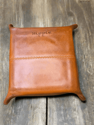 Tooled Longhorn Brown Leather Catchall - Cowboy SwaggerTooled Longhorn Brown Leather Catchall